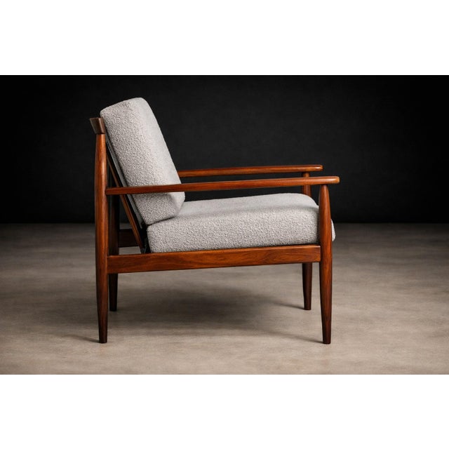 Grete Jalk Armchair in Rosewood & Light Gray Bouclé, Rino Levi, Brazil, 1960s - Lot 704A For Sale - Image 14 of 17