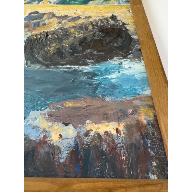 Large French Vintage Mediterranean Coastal Seascape Oil Painting on Canvas, Wood Framed For Sale - Image 11 of 18