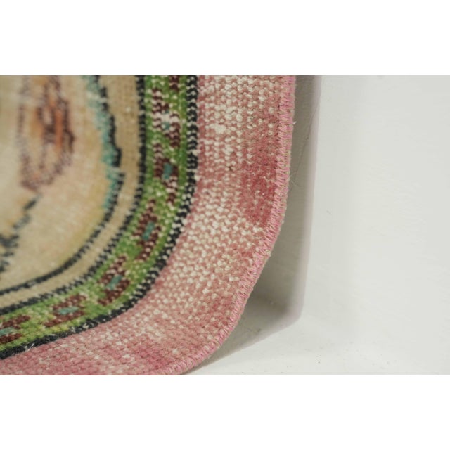 Turkish 1970s Vintage Turkish Handmade Wool Cotton Pink Area Rug For Sale - Image 3 of 13