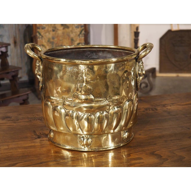Circa 1900 Polished French Brass Folk Art Wine Cooler or Jardiniere For Sale - Image 15 of 18
