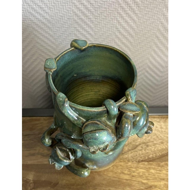 Vintage Vase with Relief Frogs, 1940s For Sale - Image 4 of 7