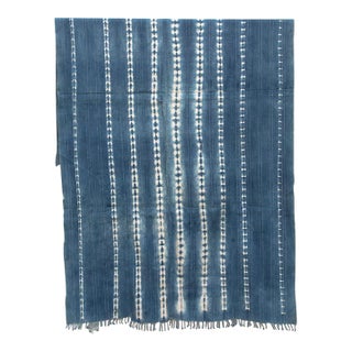 Vintage African Moss "Arbinda Ridge" Indigo Throw For Sale