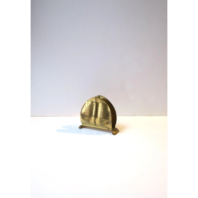 Scandinavian Art Nouveau Hammered Brass Desk Letter Holder From Sweden For Sale - Image 4 of 10