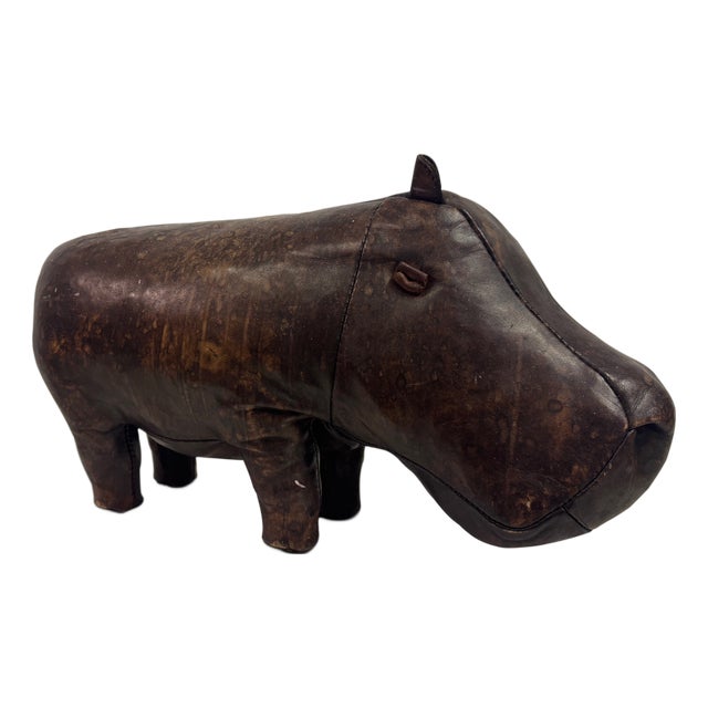 Vintage Leather Hippo by Dimitri Omersa for Liberty and Abercrombie and Fitch, 1970s For Sale