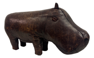 Vintage Leather Hippo by Dimitri Omersa for Liberty and Abercrombie and Fitch, 1970s