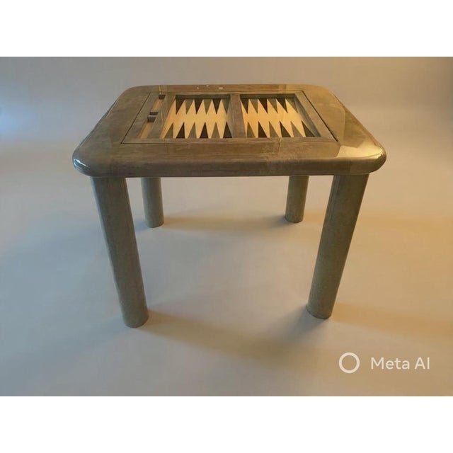 Vintage Goatskin (Shagreen-Style) Game Table with Reversible Backgammon / Card Top A sophisticated vintage game table...