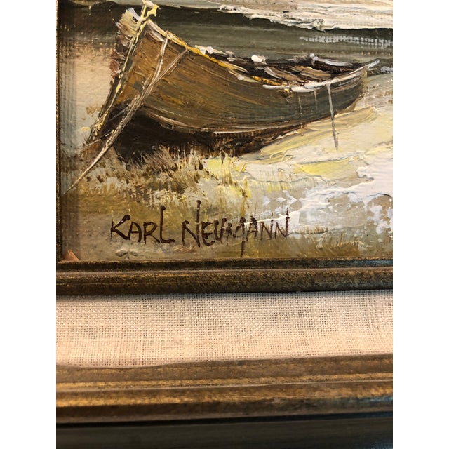 1950s Karl Neumann Coastal Seascape Oil on Canvas, Framed / Signed For Sale - Image 9 of 14