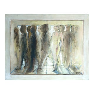 Mid-Century Modern 'Passing Light' Vintage Swedish Original Figurative Oil Painting, Framed For Sale