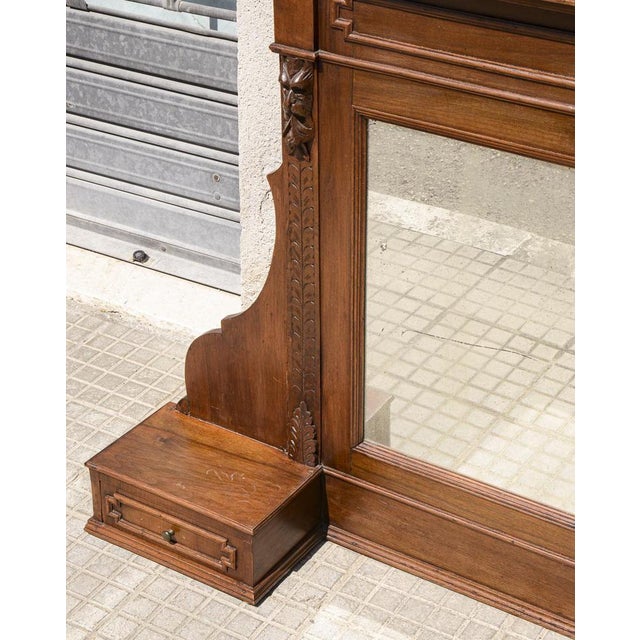 Late-19th Century Italian Veneered Walnut Stand Mirror with Drawers & Selvage For Sale - Image 6 of 10