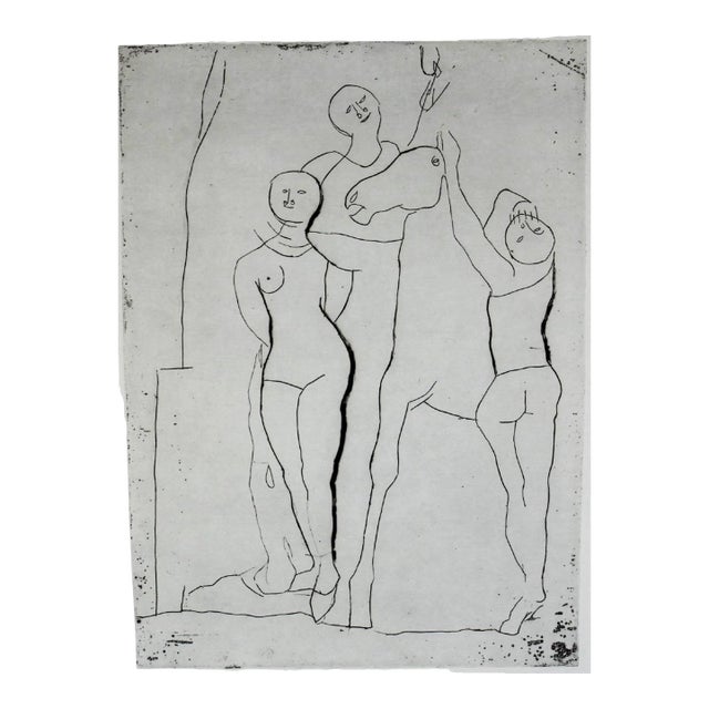 Marino Marini, Marino Marini Italian Modernist Il Teatro Etching Hand Signed and Numbered For Sale