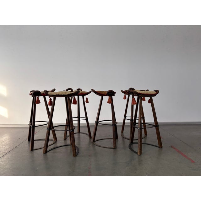 Vintage Brutalist Marbella Stools attributed to Sergio Rodrigues, 1970s, Set of 6 For Sale - Image 6 of 16
