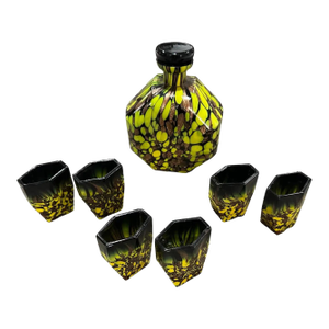 1940s Art Deco Aventurine Murano Glass Rosolio Set