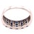 14 Karat White Gold Blue Sapphire And Diamond Band Ring 0.18 TDW. Size 7.25 4 grams total weight.