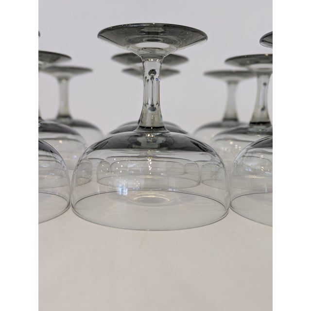 1960s Russel Wright Granite Coupe | Morgantown Smoked Glass Mid-Century - Set of 9 For Sale - Image 11 of 11