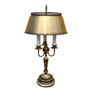 Vintage 3 Arm Bouillotte Table Lamp Metal Tole Shade
