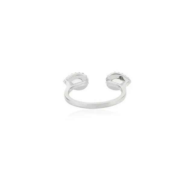Not Yet Made - Made To Order Two Pear Shaped Blue Topaz Halo Diamond Open Ring Size 6.5 For Sale - Image 5 of 9