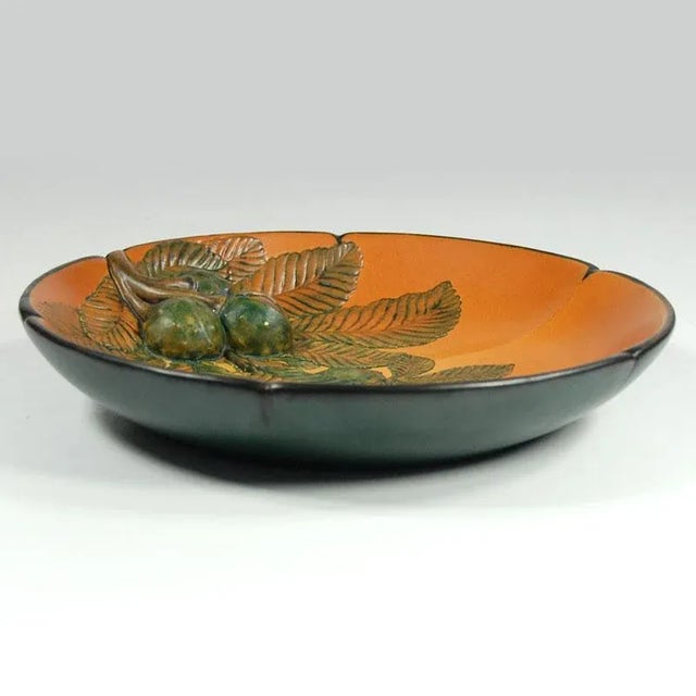 Orange Art Nouveau Style Danish Ceramic Plate from Ipsen, 1920s For Sale - Image 8 of 11