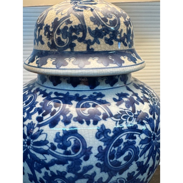 Blue & White Ginger Jar Table Lamps, Pair For Sale - Image 9 of 12