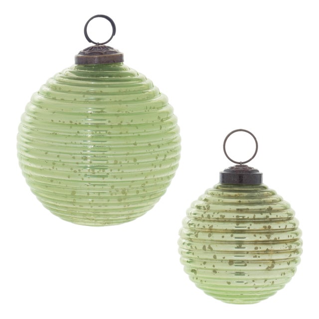 Ribbed Mercury Glass Ball Ornament (Set of 6) For Sale