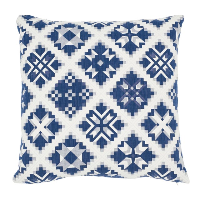 Schumacher Schumacher Tristan Patchwork 22" Pillow in Indigo For Sale - Image 4 of 4