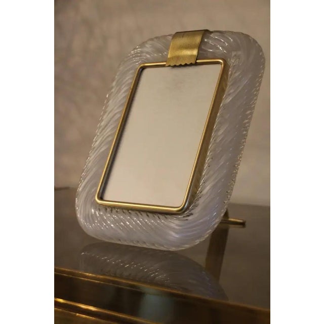 Milky White Twisted Murano Glass and Brass Photo Frame by Barovier E Toso from Barovier & Toso For Sale - Image 3 of 13