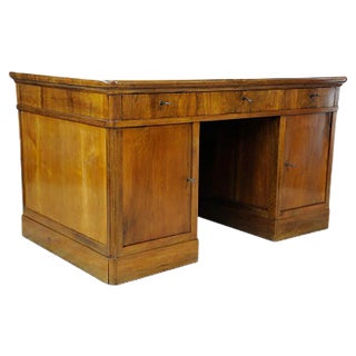 Vintage Blond Walnut Desk For Sale