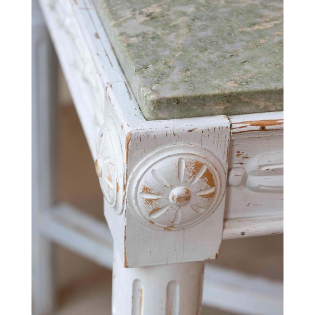 Mid 20th Century Swedish 1920s Painted Center Table with Green Marble Top For Sale - Image 5 of 12