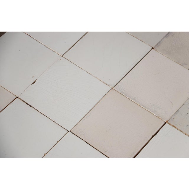 1900s Portuguese Large Antique White & Cream Tiles Set of 32 For Sale - Image 15 of 18