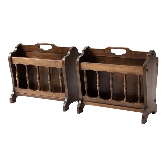 Vintage Lodge Style Magazine Racks Pair For Sale