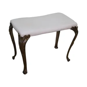 Antique French Iron and Leather Bench