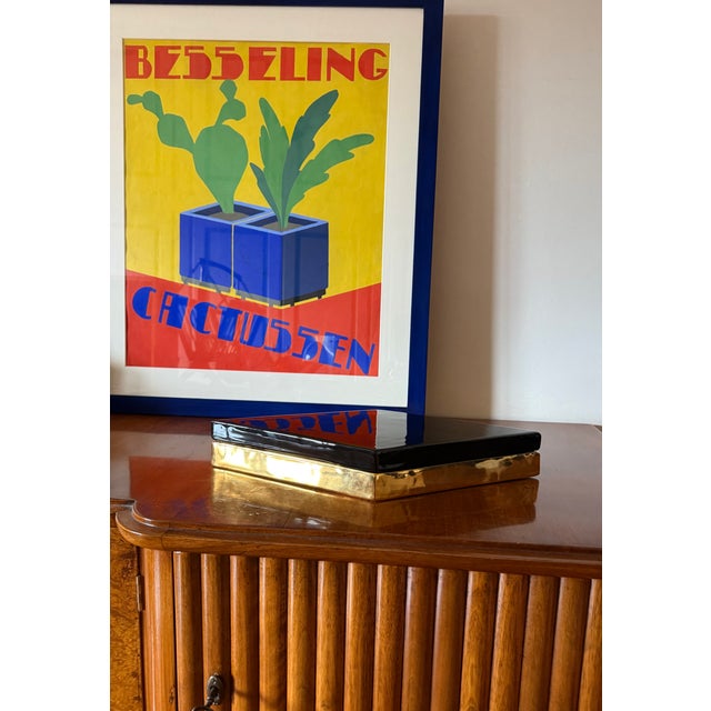 Black and golden ceramic box ceramiche del Ferlaro for Ferdinando Loffredo, Italy 1970s Signed on the bottom H 6 cm - 41 ×...