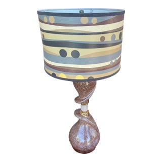 1960s Mid Century Modern Atomic Lamp Base & Hand Painted Planet Shade- Rare For Sale