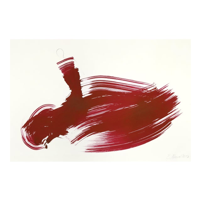 The Red Cloth 130 - Minimalist Figurative Ink Painting on Paper Original Artwork by Bettina Mauel For Sale