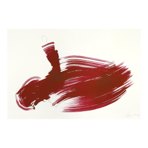 The Red Cloth 130 - Minimalist Figurative Ink Painting on Paper Original Artwork by Bettina Mauel