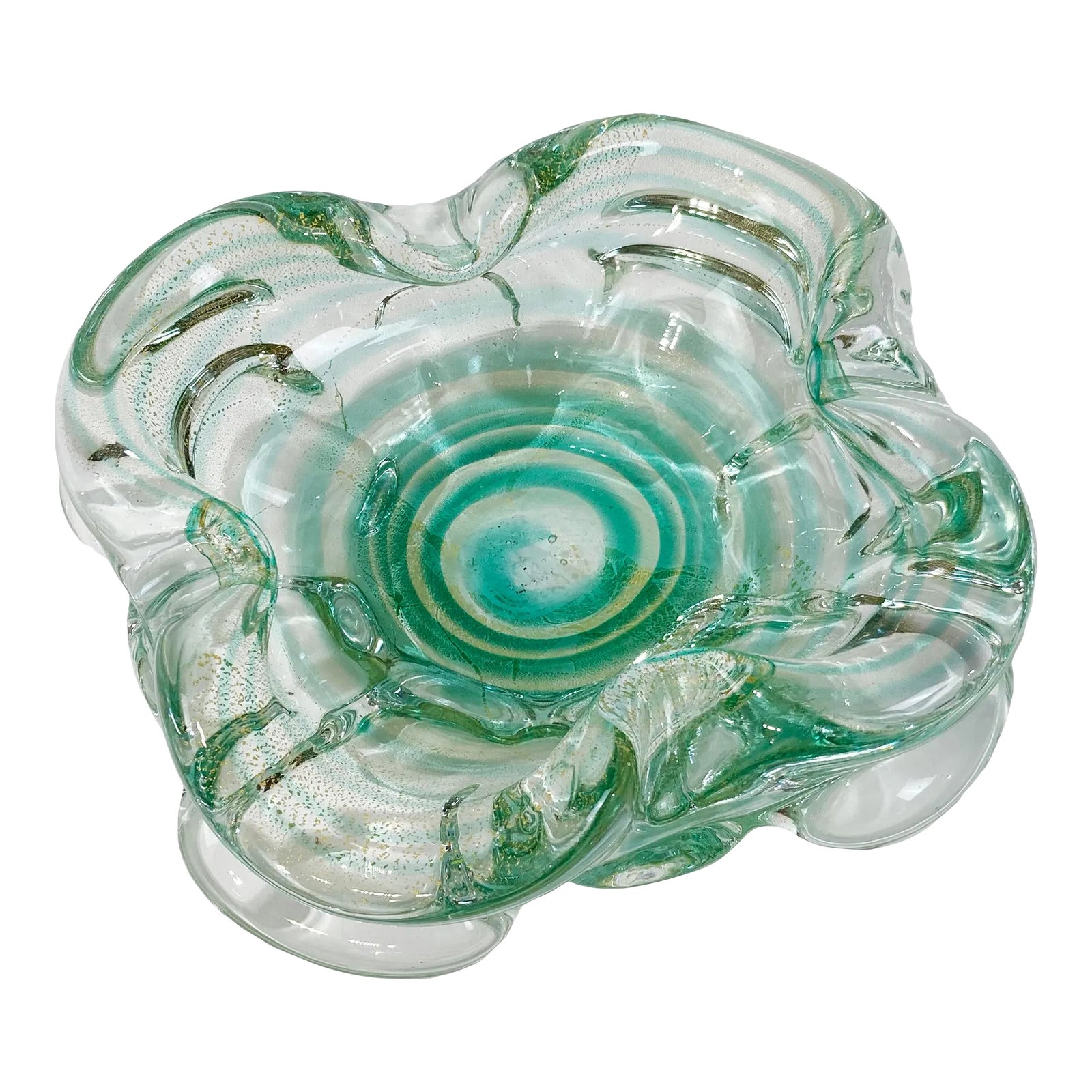 Picture Idea: Vintage Murano Style Metallic And Green Swirl Catchall Or Ashtray