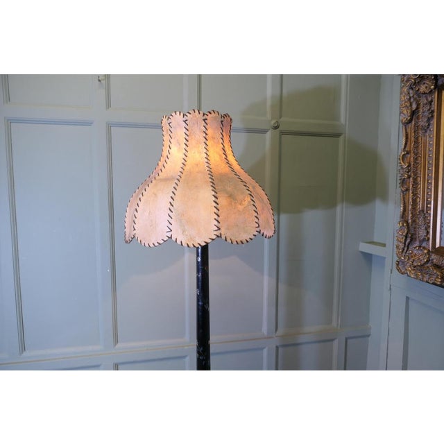 Vintage Black Chinoiserie Lacquer Decorated Standard Lamp, 1930 For Sale - Image 6 of 10