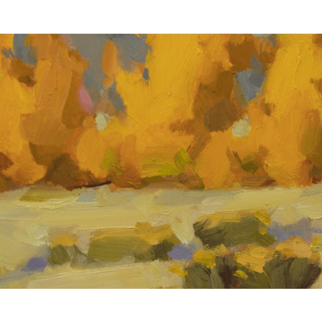 Contemporary Fall Apart by Judd Mercer | Oil On Panel Landscape with autumn trees and mountain backdrop For Sale - Image 3 of 5