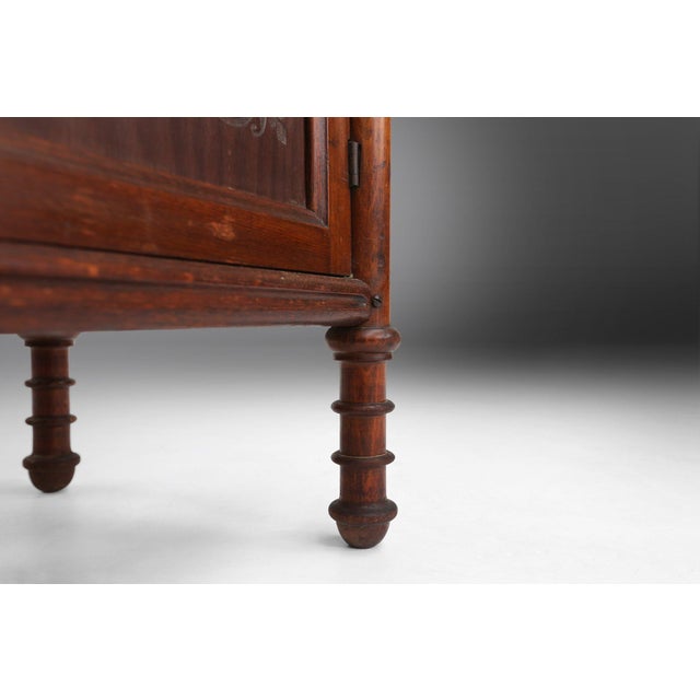 Wood Art Deco Sculptural Nightstand in Dark-Stained Wood, Belgium, 1930s For Sale - Image 7 of 13