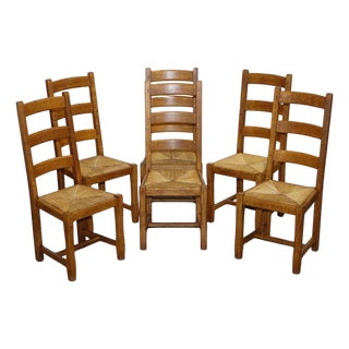 Vintage French Farm Country Dining Chairs, 1950s, Set of 6 For Sale