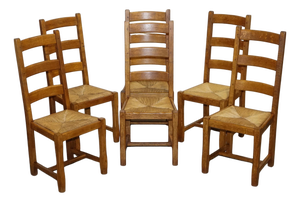 Vintage French Farm Country Dining Chairs, 1950s, Set of 6