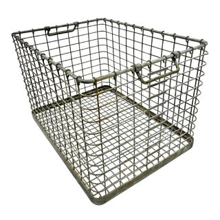 Vintage 1950s German Stackable Double Handle Metal Basket/Crate For Sale