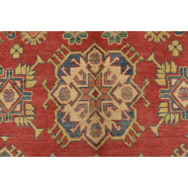 Red Kazak Rug 5’4” X 8’6” Red Wool Tribal Hand-Knotted Carpet For Sale - Image 8 of 13