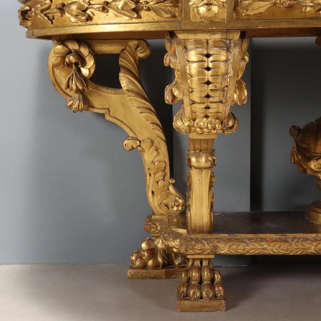 Gold Carved and Gilded Wooden Console Table For Sale - Image 8 of 14