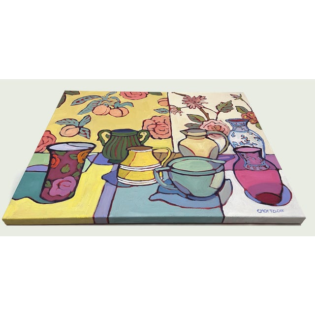 Wonderful Life — Colorful Vintage Still Life With Pitchers and Vases For Sale - Image 4 of 7