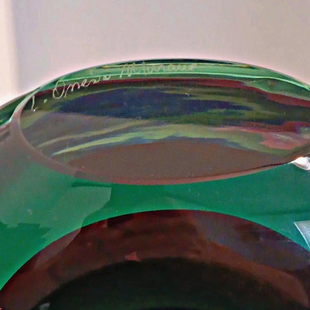 Murano Glass Sommerso Luigi Onesto Handblown Murano Sommerso Art Glass Vase, Italy, 2000's. For Sale - Image 4 of 9