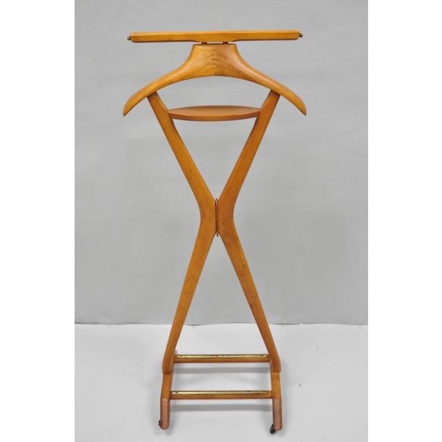 Vintage Fratelli Reguitti Italian X-Form Beech Wood Gentleman's Clothing Valet For Sale - Image 15 of 17