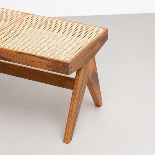 Wood and Woven Viennese Cane 057 Civil Bench by Pierre Jeanneret for Cassina For Sale - Image 17 of 18