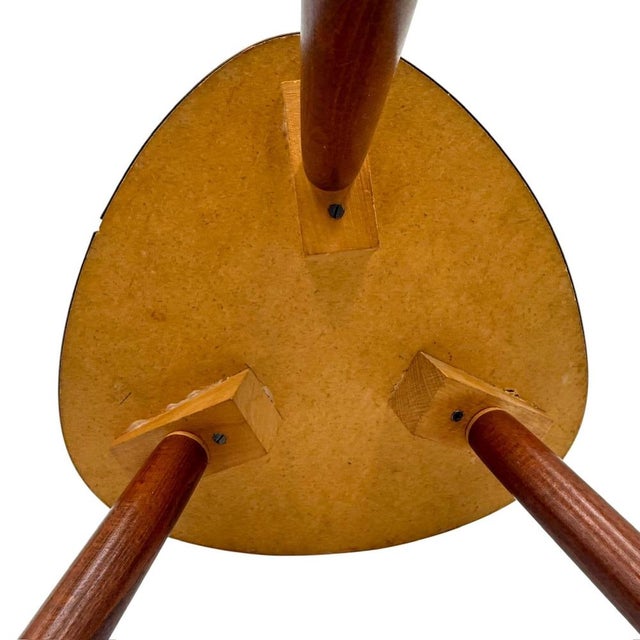 Brown Vintage Italian Tripod Table with Mosaic Laminate Top, 1950s For Sale - Image 8 of 16