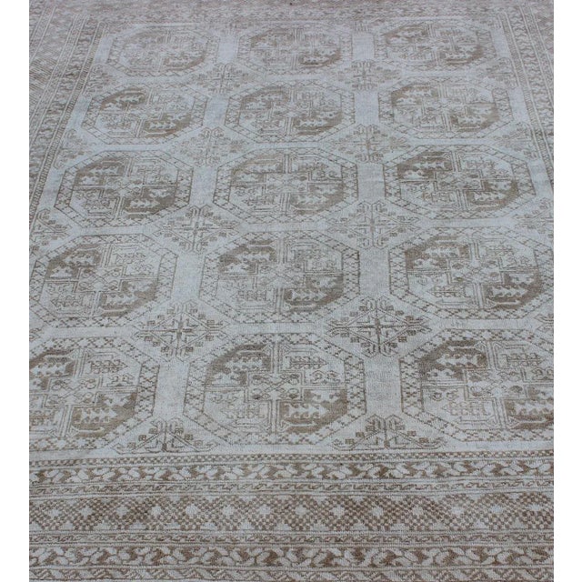 Brown Turkish Rug With Multi-Medallions in Tribal Ersari Design With Brown & Neutrals For Sale - Image 8 of 13