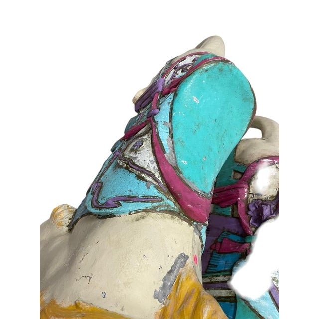 Mid-Century Modern Large Vintage Hand-Painted Carousel Lion Carnival Figure, 80" Long 1 of 2 For Sale - Image 3 of 10
